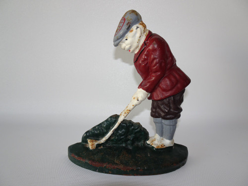 Vintage Cast Iron Doorstop Golfer