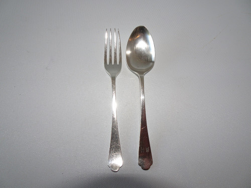 Early 20th Century Hardy Bros Sterling Silver Small Fork & Spoon Set