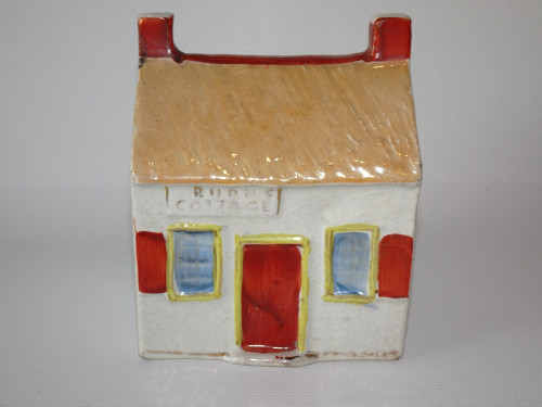 Charming Staffordshire Burns cottage money box circa 1870, limited availability around.