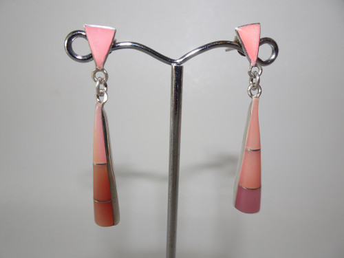 Vintage Sterling Silver  Earring with Pink Stone