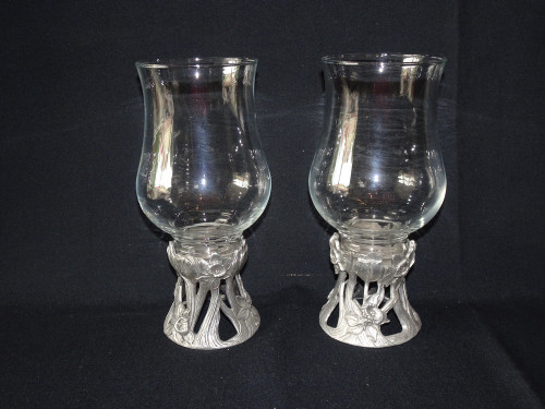 Pair of Art Nouveau Style Candle Holders Seagil Pewter Canada