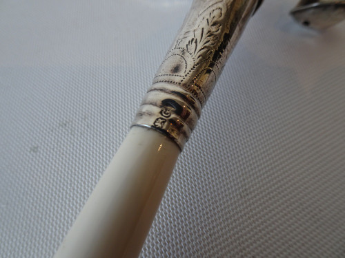 Antique Sterling Silver & Ivory Baby Rattle by Peter & Ann William Bateman