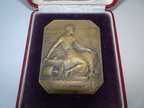 Antwerp Belgium bronze commemorative plaque L.J.J. Marnet 1924–1949 in case