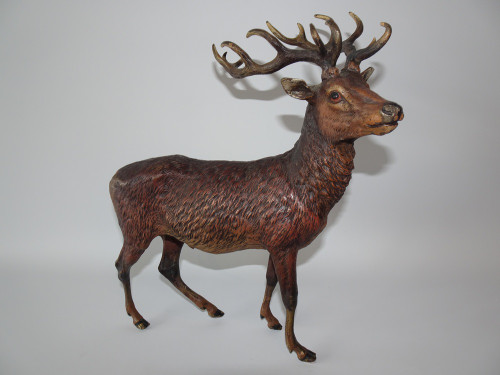 Large Austrian cold painted bronze stag circa 1890–1900 from the Derek Greengrass Collection