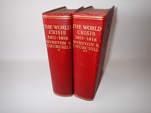 Two volume red cloth set of Winston Churchill The World Crisis with gilt titles