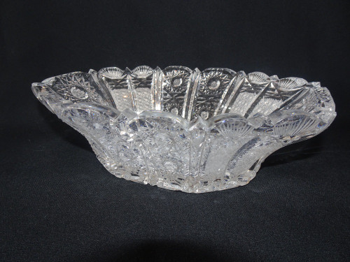 Antique American Brilliant Cut Crystal Oval Bowl
