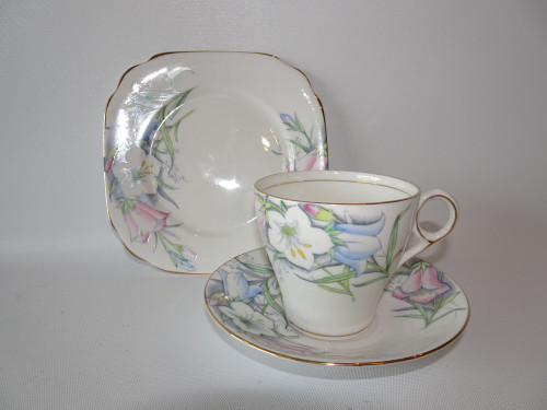 Vintage Bell China trio with lily decoration including cup saucer and plate