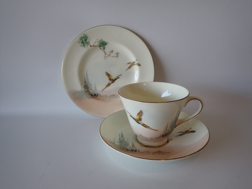 Royal Doulton The Coppice trio V2105 pheasant design cup saucer plate 1953