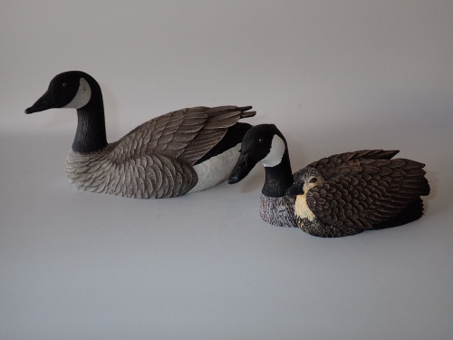 Roger Desjardins Canada goose pair hand painted wildlife carving circa 1980s