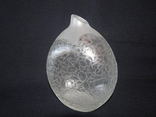 Vintage Budapest Hungary frosted glass decanter with etched floral decoration