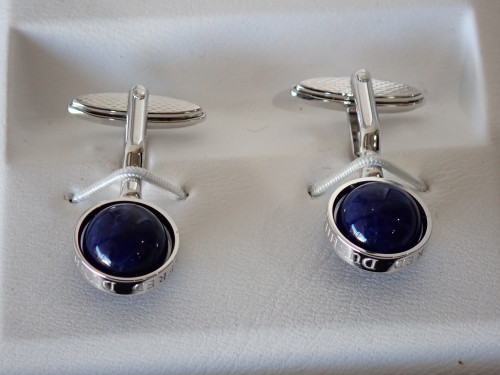 Genuine Alfred Dunhill Gyro cufflinks with blue sodalite stones and original presentation box