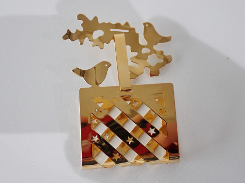 Georg Jensen 18ct Gold-Plated Christmas Mobile Ornament with Original Box and 1990/2020 Jubilee Ribbon