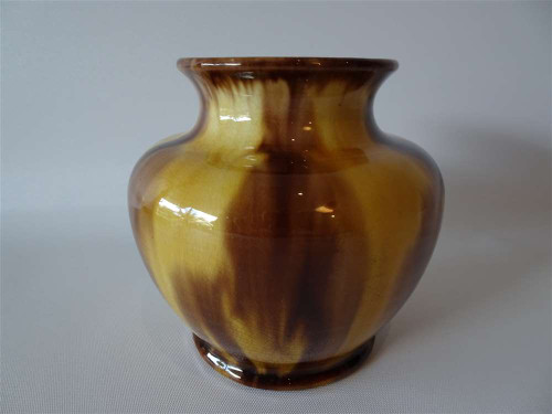 Marple Antiques McHugh Pottery Vase in Yellow and Brown Drip Glaze