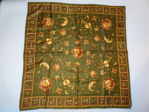 Vintage Gianni Versace silk scarf with zodiac horoscope and celestial motifs