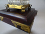 Rare mid 19th century partners inkwell with a double opening brass top and cut crystal on a wooden base with brass mounts.