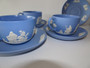 Vintage Wedgwood Jasperware pale blue set of 6 cups and saucers.