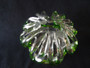Victorian hand blown Kralik Brides Bank glass vase with applied green and clear glass decoration