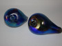 Vintage pair of blue iridescent handblown glass birds