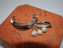 Vintage sterling silver Akoya pearl floral spray brooch pin