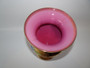 Stunning mid century Bohemian pink opalescent stem glass vase with 24k gold and enamel flower decoration.