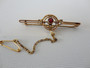 Victorian 9 Carat Gold Bar Brooch with Tourmaline and Seed Pearls