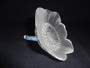 Exquisite vintage Lalique clear and frosted crystal anemone paperweight in the shape of a flower.
