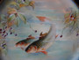 Antique Limoges hand painted fish plate cobalt blue border gold trim 1890s