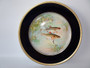 Antique Limoges hand painted fish plate cobalt blue border gold trim 1890s