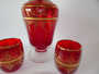 Vintage Murano Ruby and Gold Glass Decanter Set