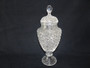 Antique American brillian cut glass covered urn with mulit pattern design and step cut neck and foot.