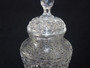 Antique American brillian cut glass covered urn with mulit pattern design and step cut neck and foot.