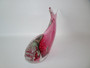 Large vintage Murano Sommerso glass whale sculpture with controlled bubbles in  exquisite pink and clear shades.