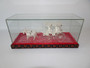 Vintage silver mini filigree carriage with horses in a glass case an exquisite piece.