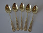 Antique Set of 5 Silver and Gilt Demi-Tasse Spoon