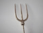 Victorian Sheffield sterling silver three-pronged bread fork with long cream-coloured handle and decorative shell finial.
