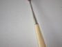Victorian Sheffield sterling silver three-pronged bread fork with long cream-coloured handle and decorative shell finial.