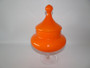 Vintage Italian Empoli Orange Cased Glass Candy Jar with Lid