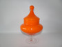 Vintage Italian Empoli Orange Cased Glass Candy Jar with Lid