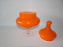 Vintage Italian Empoli Orange Cased Glass Candy Jar with Lid