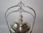 Antique Silver-Plated Biscuit Box with Etched Crystal Jar and Acorn Finial Lid