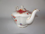 Vintage Paragon Rockingham Red bone china teapot with oriental birds and floral motif, gold scroll detail, 1950s