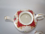 Vintage Paragon Rockingham Red bone china teapot with oriental birds and floral motif, gold scroll detail, 1950s