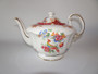 Vintage Paragon Rockingham Red bone china teapot with oriental birds and floral motif, gold scroll detail, 1950s
