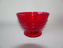 Mid-century Whitefriars ruby red ribbon trailed glass footed bowl, 7.5cm tall, designed by Barnaby Powell