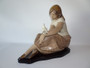 Lladro 3526 Watching the Dove porcelain figurine with wooden base, designed by Juan Huerta, issued 1982, retired 2019, measures 35 cm x 30 cm