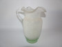 Victorian hand blown enamel glass pitcher with hand painted grouse in tree, 17cm tall