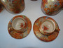 Japanese Meiji Satsuma 15-piece tea set by Hayakawa with millefleur pattern and gilded decoration