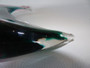 Pair of vintage Murano Sommerso glass geese with emerald and amethyst layers, 26 cm and 23 cm tall, one with minor underside chip