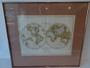 Framed antique 1802 double-hemisphere world map “Mappemonde en Deux Hémisphères,” hand-coloured by P.F. Tardieu, with minor foxing