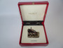 Monet Santa Sleigh enamel trinket box with gold and red detailing and miniature gifts inside